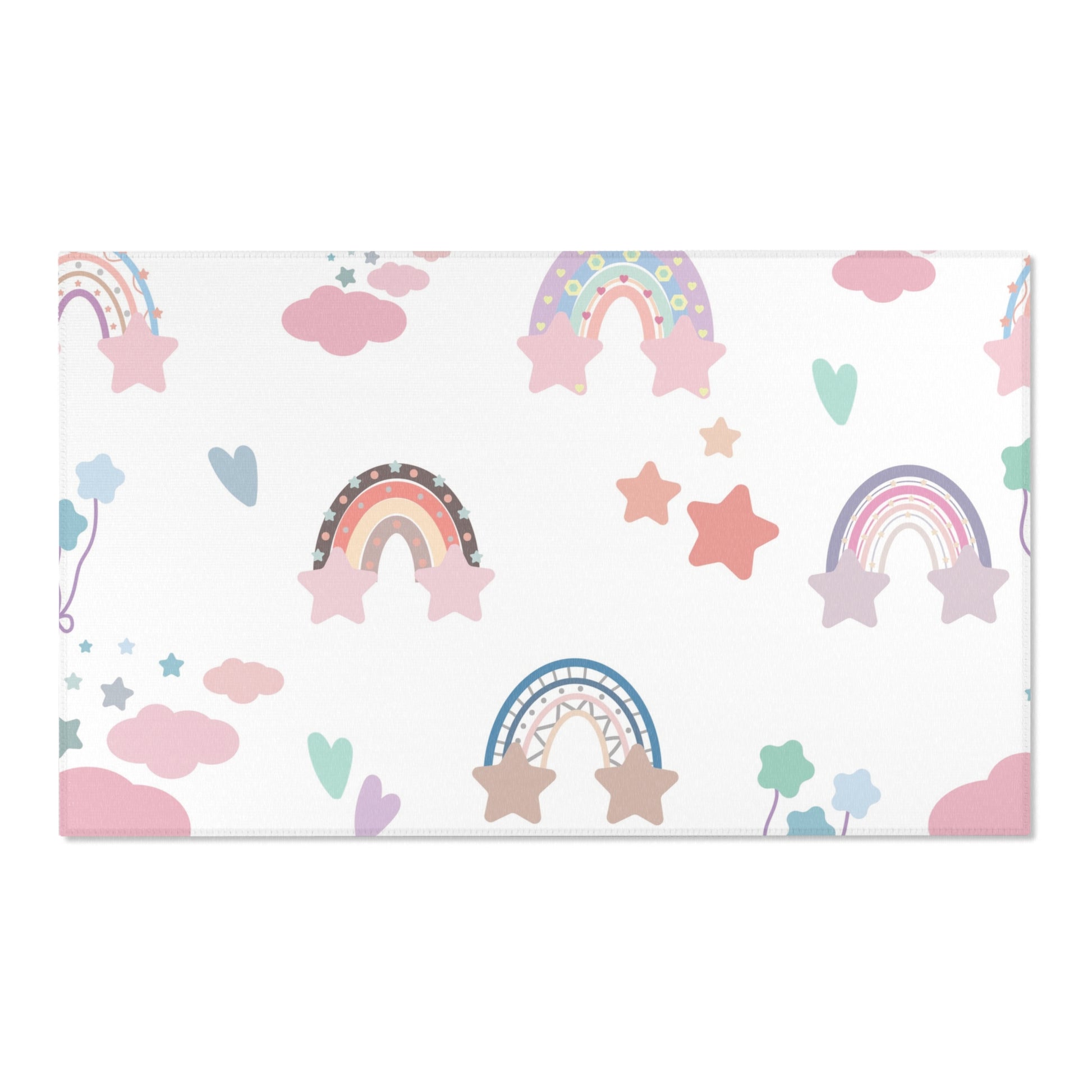 Confetti Rainbows nursery area rug in a baby room