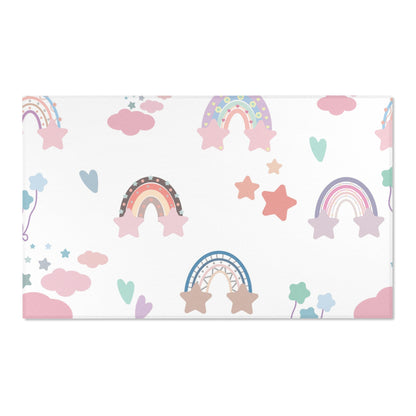 Confetti Rainbows nursery area rug in a baby room