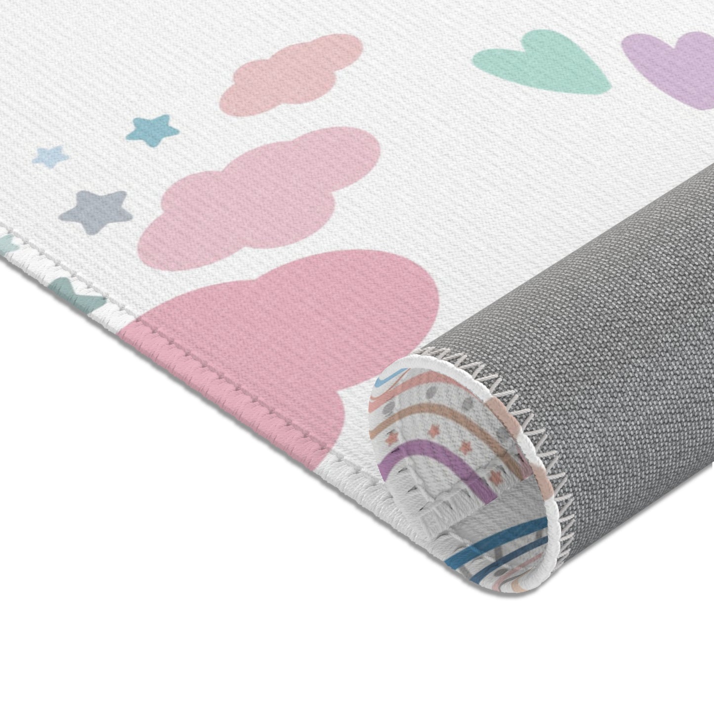 Confetti Rainbows area rug in the large size