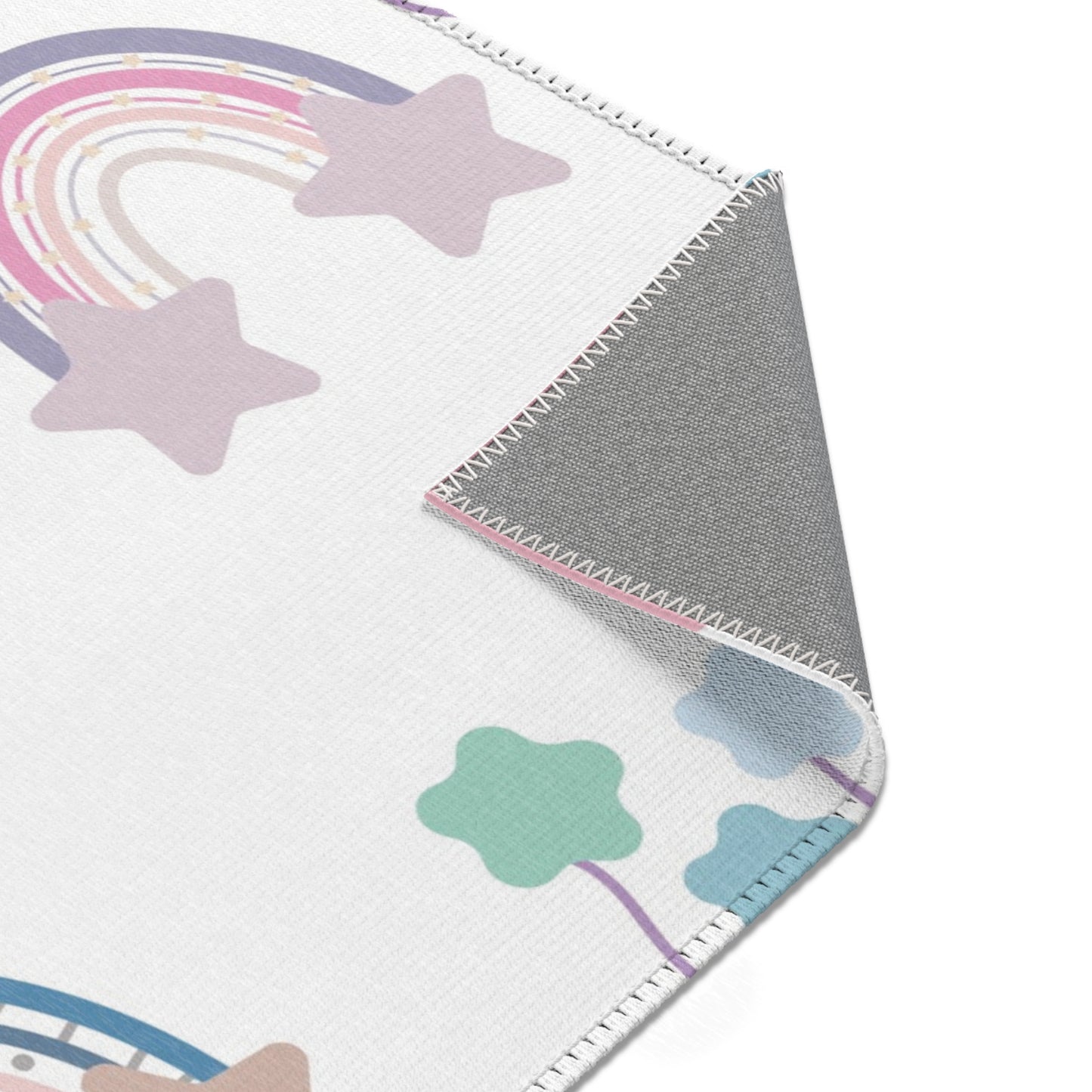 Confetti Rainbows rectangular nursery area rug