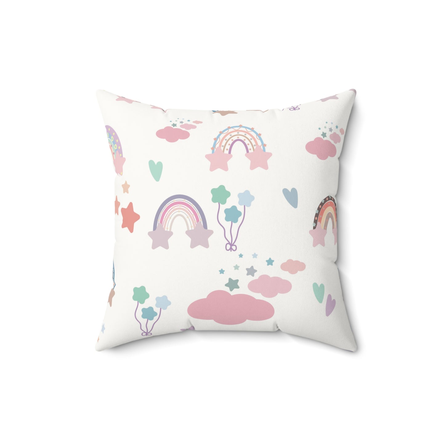 Nursery pillow in pink and blue, Confetti Rainbows print