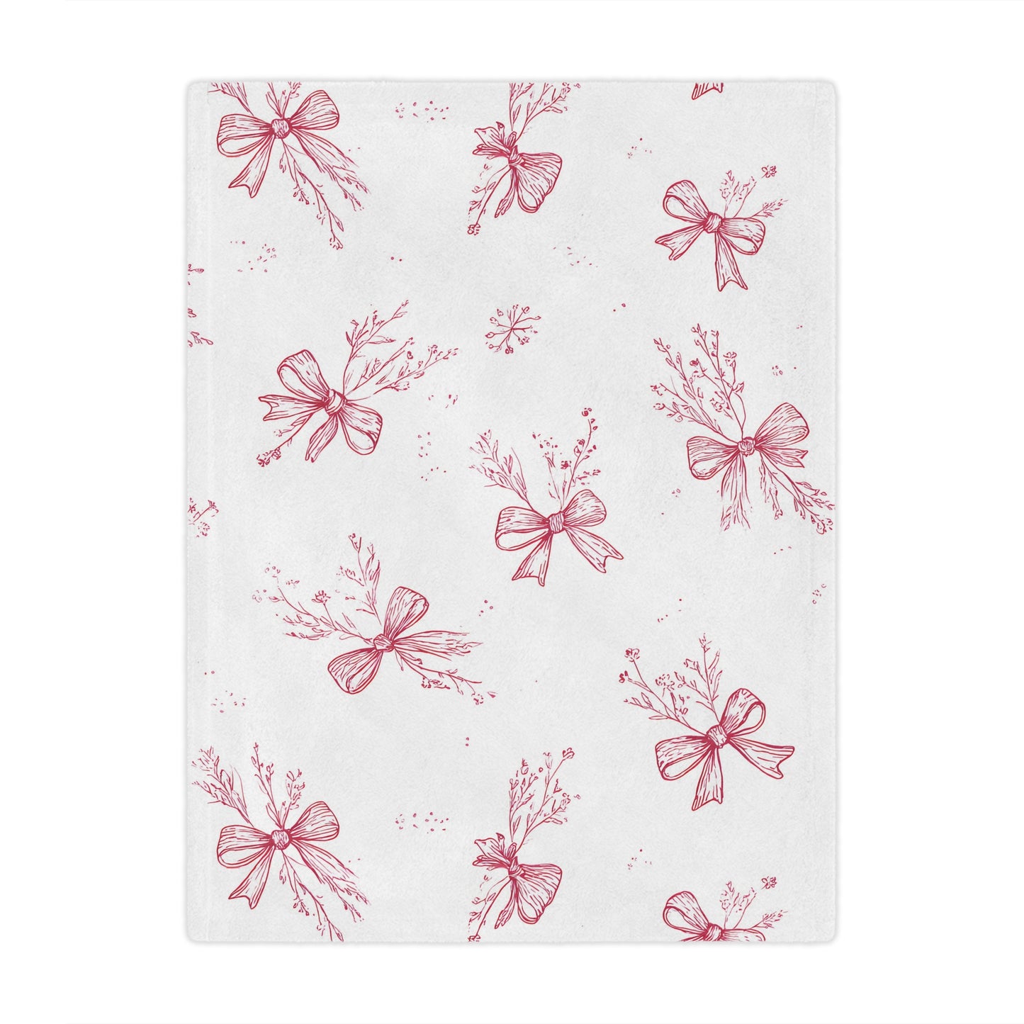 Minky baby blanket in raspberry toile bows and sprigs
