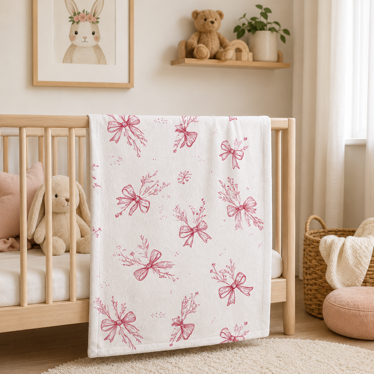 Crimson Bow Minky Baby Blanket