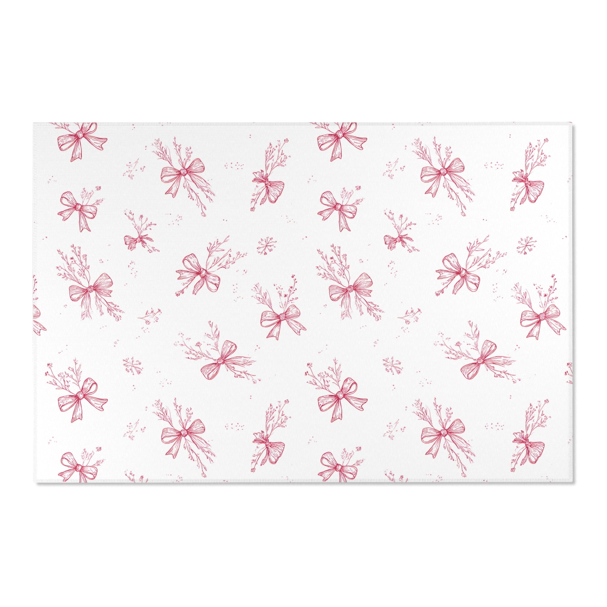 Raspberry bow rug defining a nursery play area