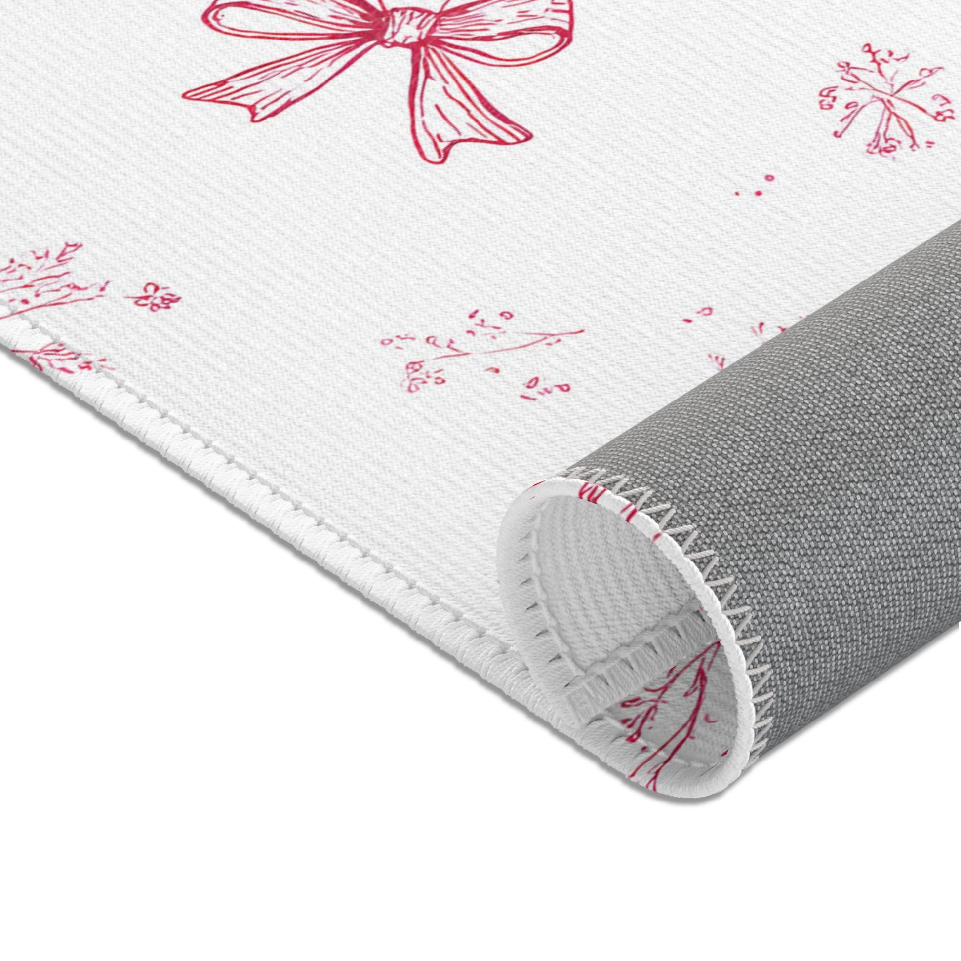 Crimson Bow rug shown in a styled nursery