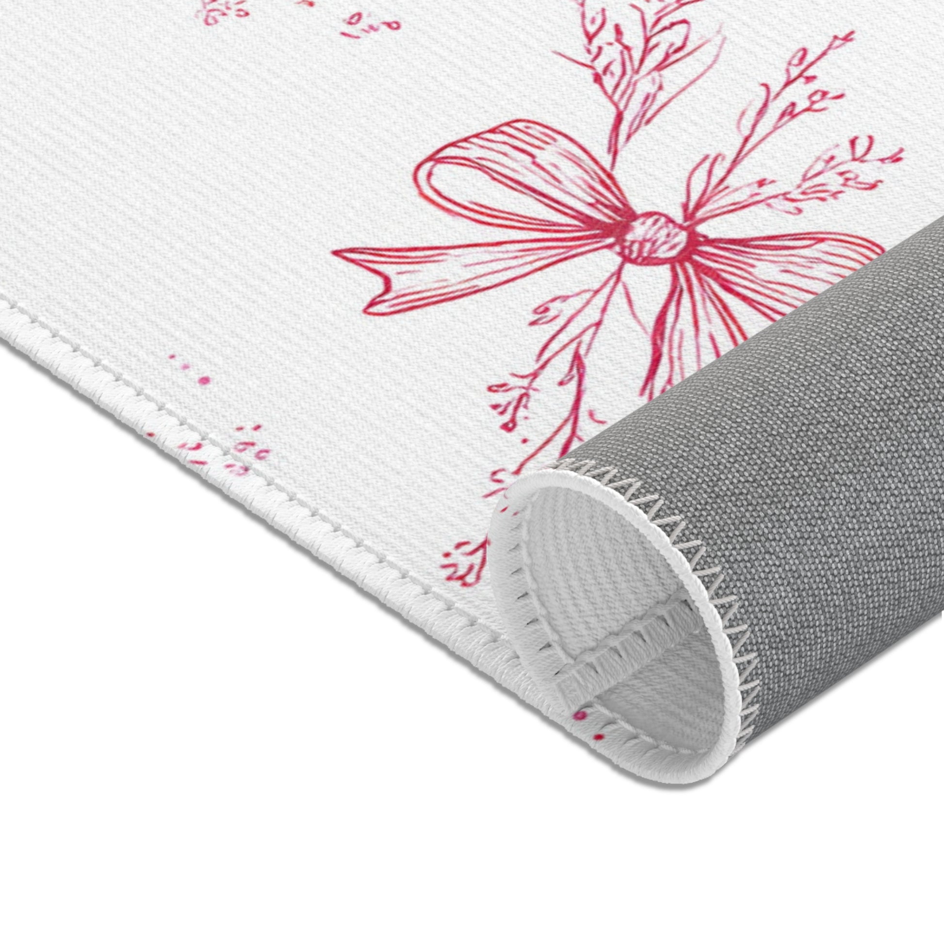 Crimson Bow area rug, full toile print detail