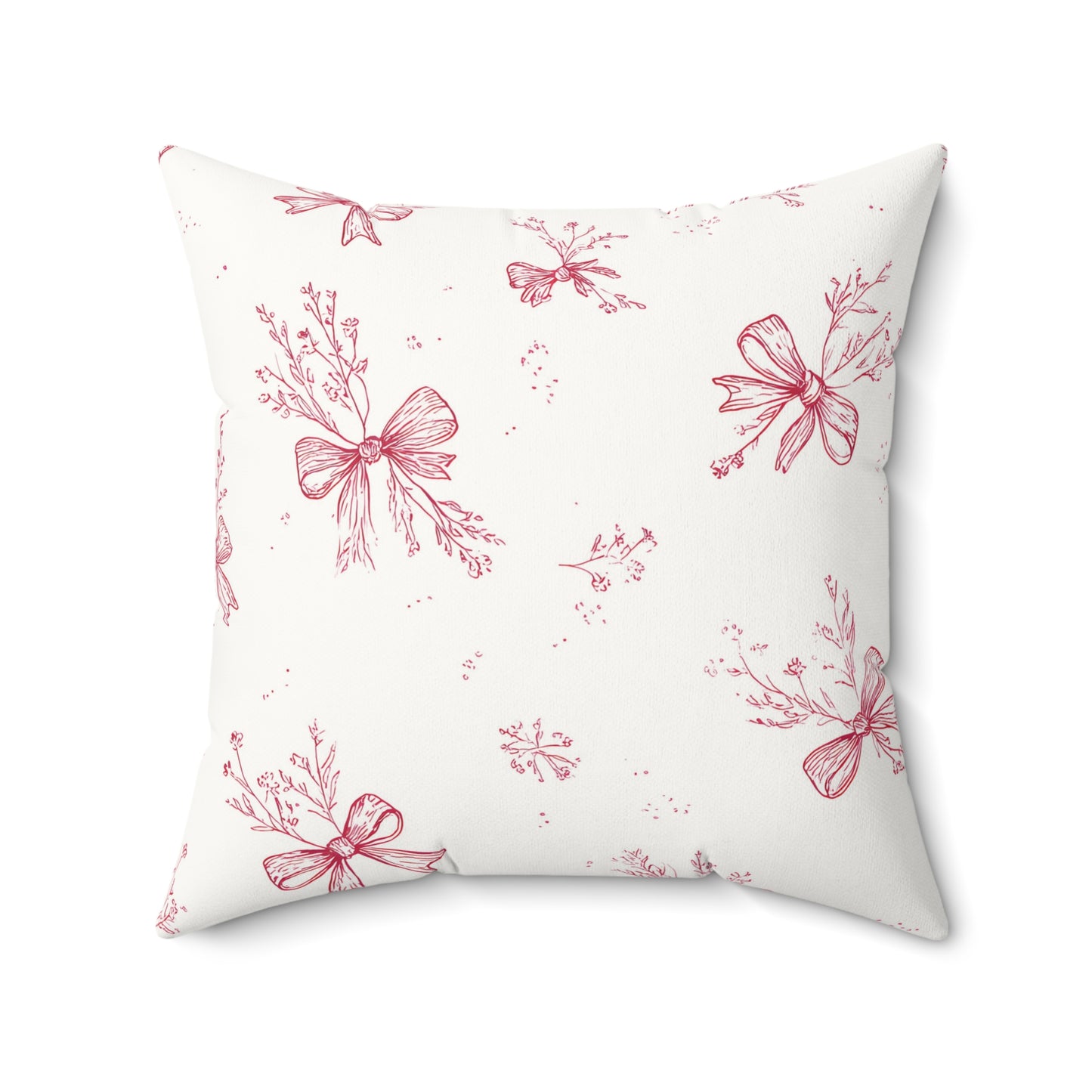 Square nursery cushion in raspberry toile
