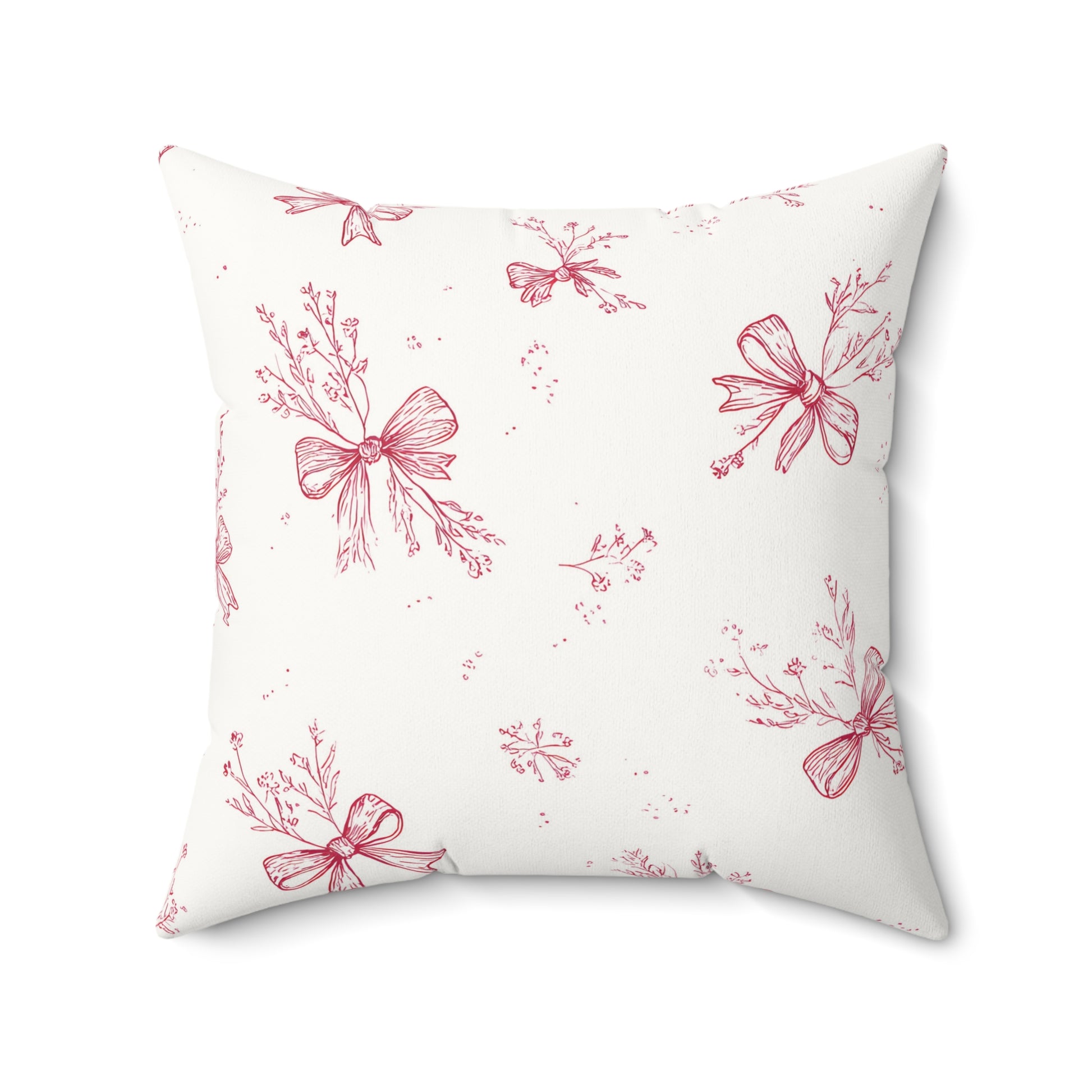 Square nursery cushion in raspberry toile