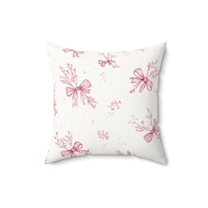 Toile bow print pillow for a girl's nursery