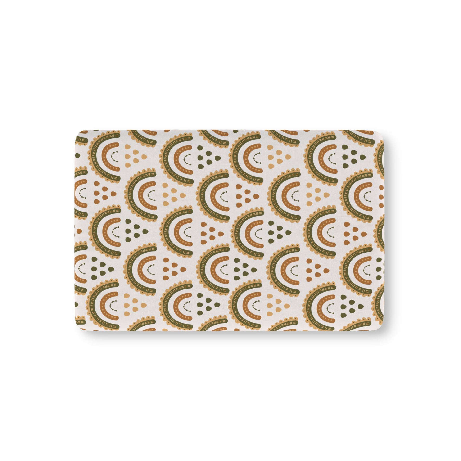 Desert Rainbow fitted crib sheet on a nursery crib mattress