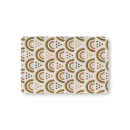 Desert Rainbow fitted crib sheet on a nursery crib mattress