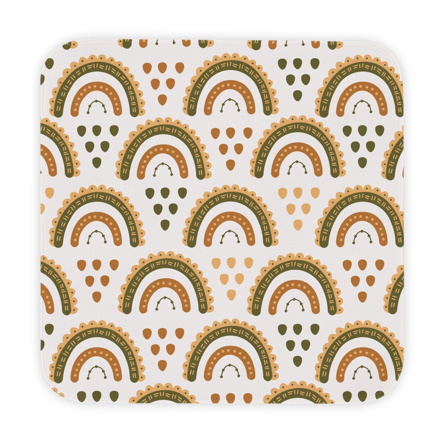 Desert Rainbow hooded baby towel wrapped around a baby