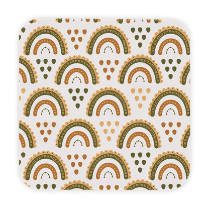 Desert Rainbow hooded baby towel wrapped around a baby