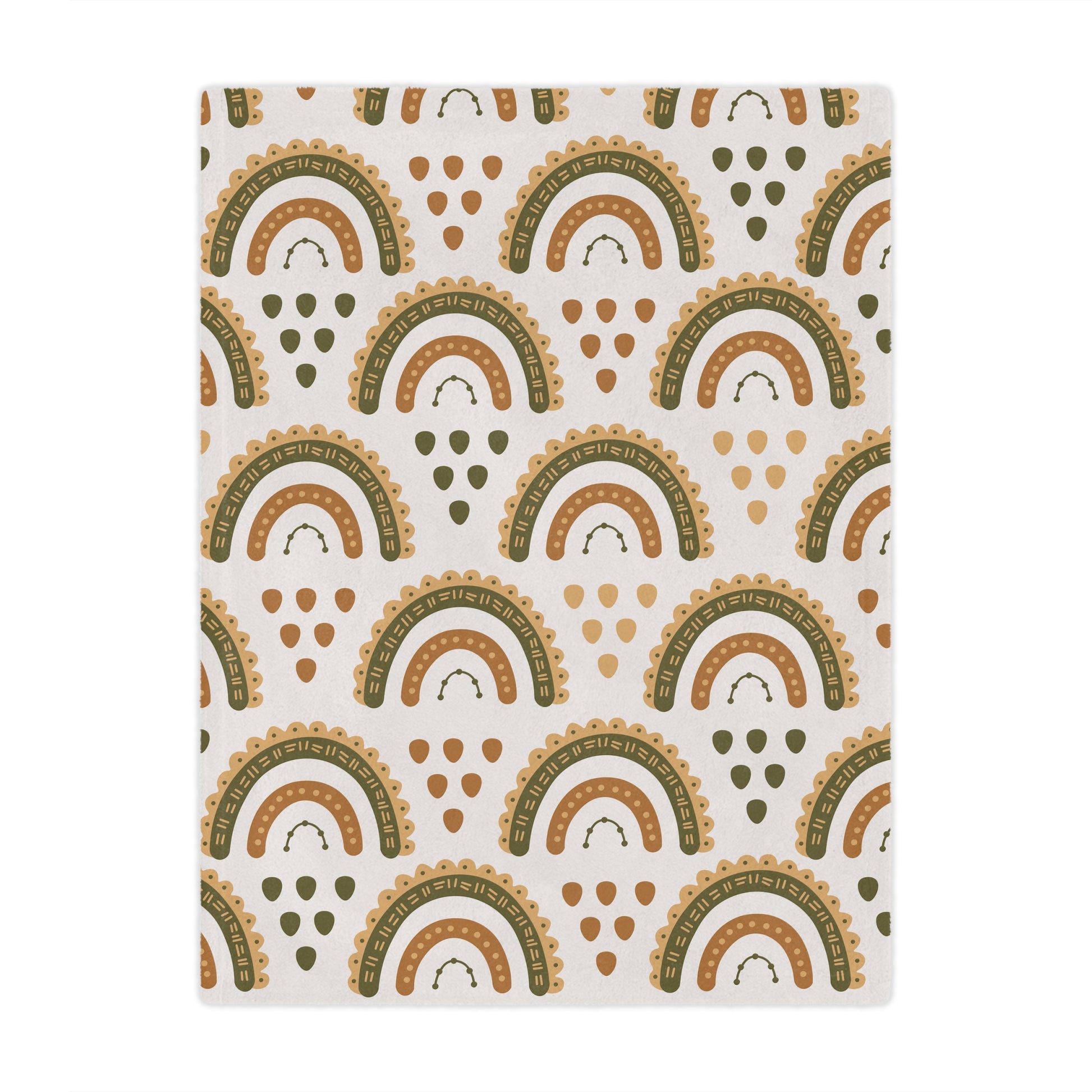 Minky baby blanket in ochre, olive and rust, Desert Rainbow print