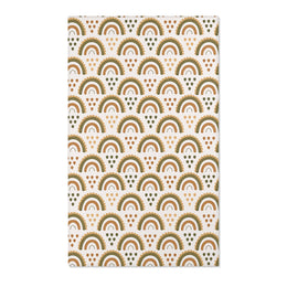Boho rainbow nursery area rug in olive, ochre and rust