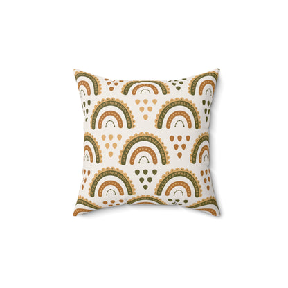 Desert Rainbow decorative nursery pillow on a glider chair