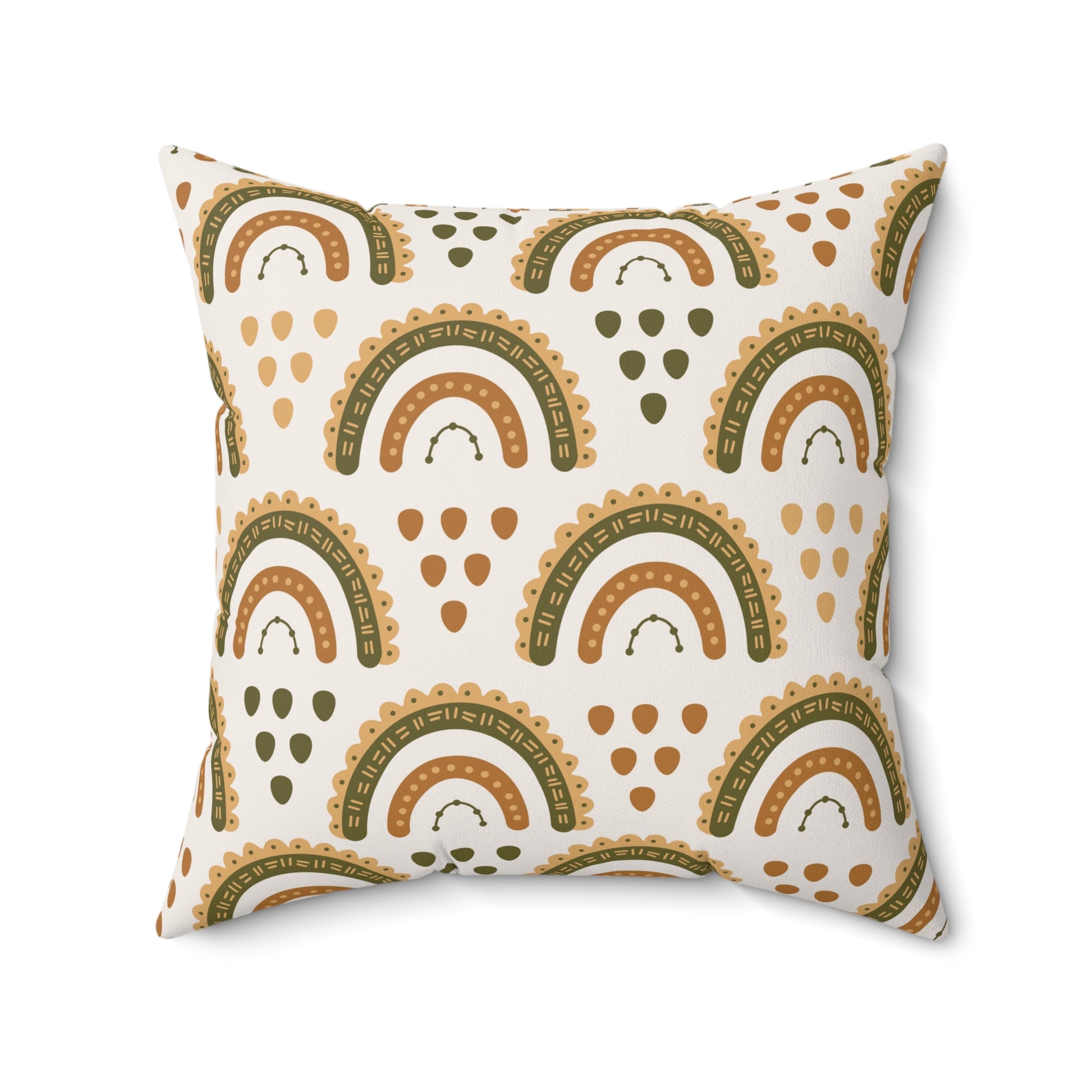 Faux suede pillow with earth-toned rainbow arches