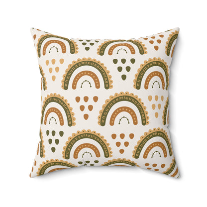 Faux suede pillow with earth-toned rainbow arches