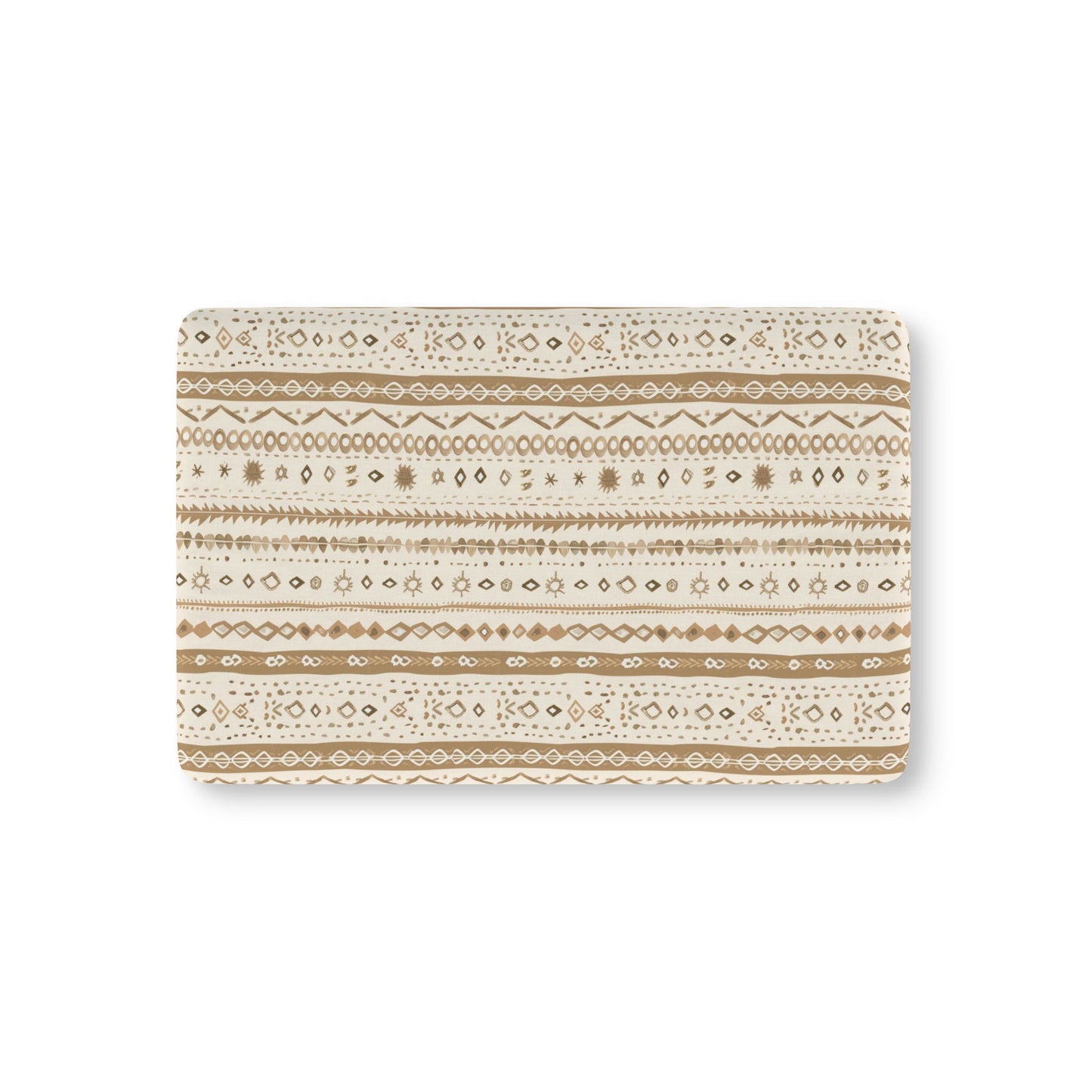 Desert Stripe fitted crib sheet on a nursery crib mattress