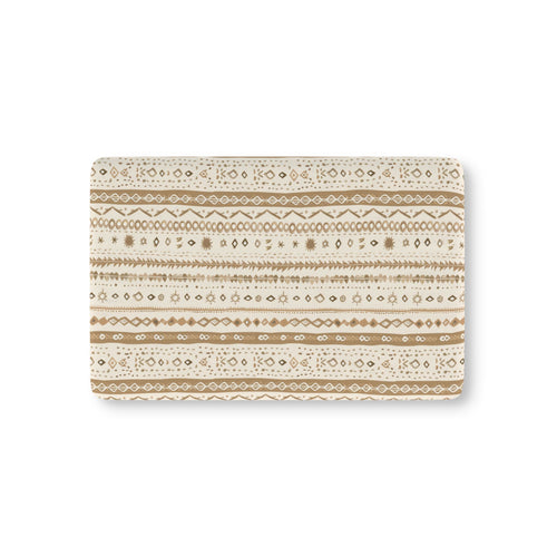 Desert Stripe fitted crib sheet on a nursery crib mattress