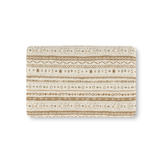 Desert Stripe fitted crib sheet on a nursery crib mattress
