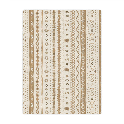 Minky baby blanket in camel and tan stripes, Desert Stripe print