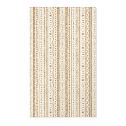 Striped nursery area rug in camel and tan on cream