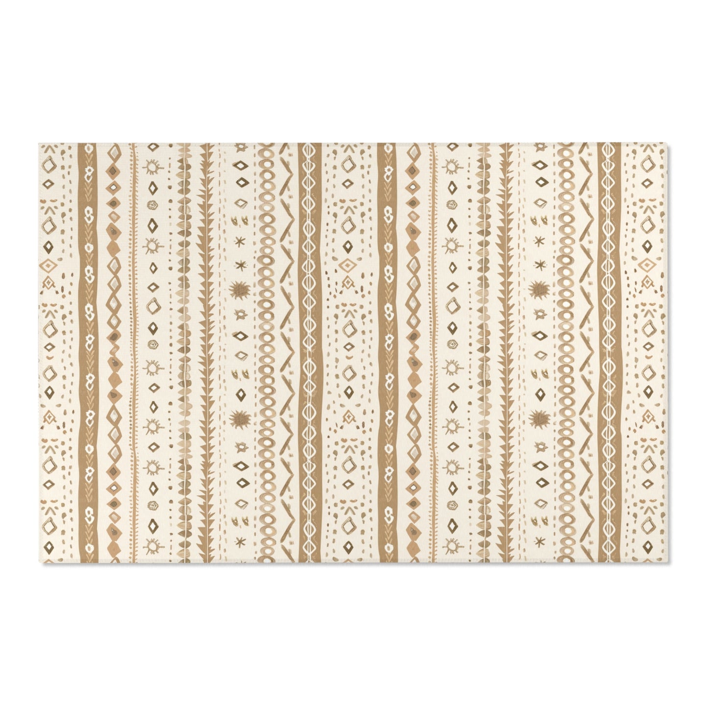 Low pile nursery rug with vertical folk motif stripes