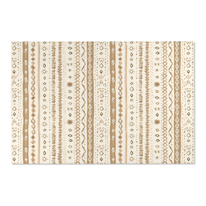 Low pile nursery rug with vertical folk motif stripes