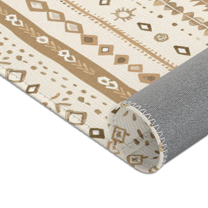 Corner detail of the Desert Stripe nursery area rug