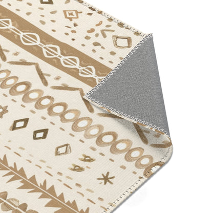 Desert Stripe rug print detail in camel and soft brown