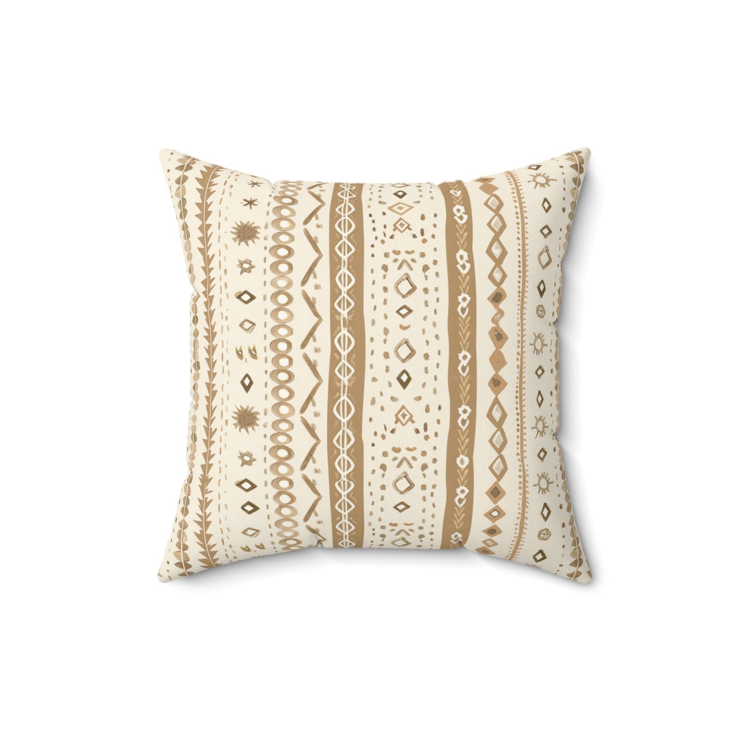 Faux suede nursery pillow in camel and tan folk stripes