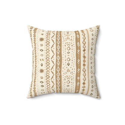 Faux suede nursery pillow in camel and tan folk stripes