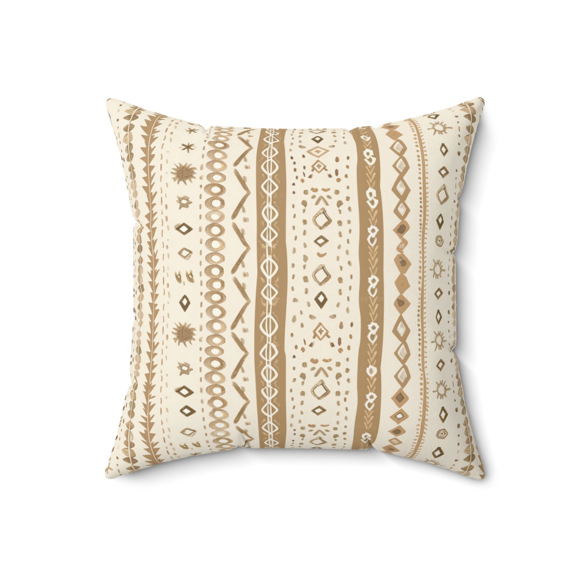 Close detail of the woven-look stripe on the faux suede pillow