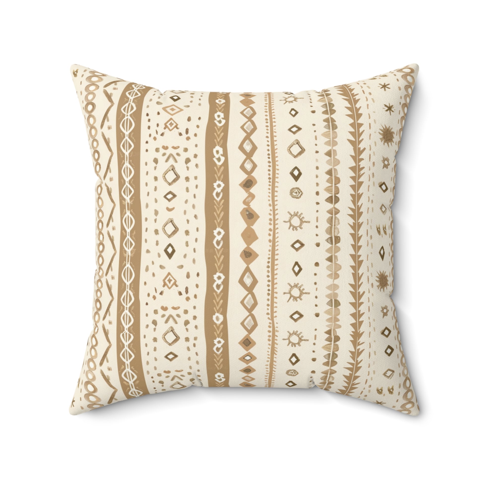 Faux suede pillow with drawn diamonds, arrows and chevrons