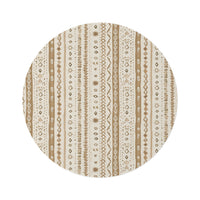 Desert Stripe round nursery rug on a baby room floor
