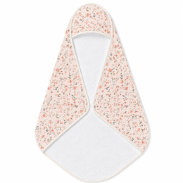 Ditsy Blooms hooded baby towel wrapped around a baby