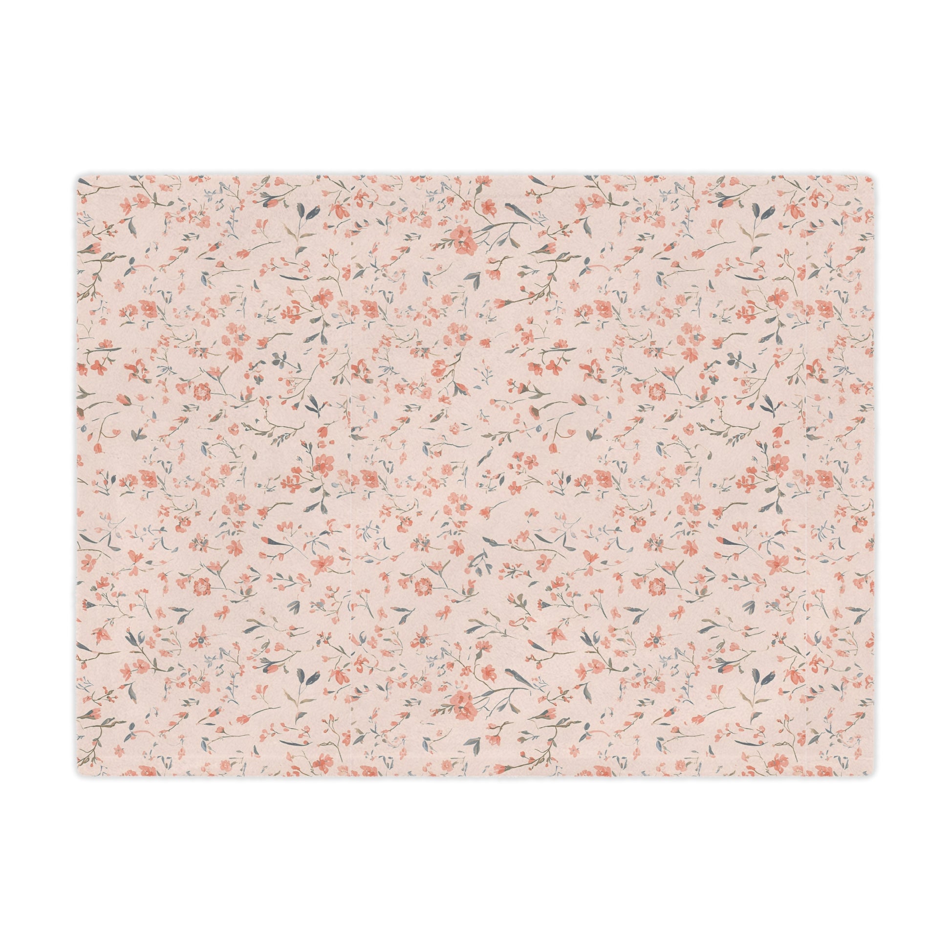 Close detail of the tiny flower print on the minky blanket