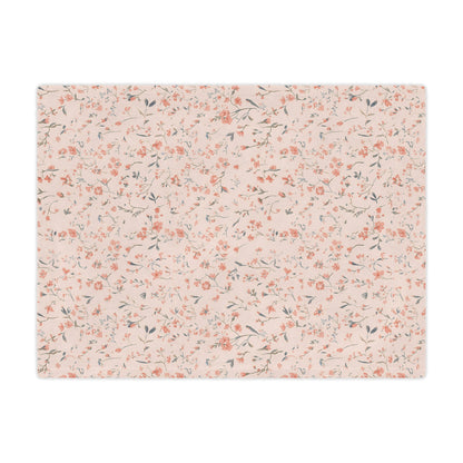 Close detail of the tiny flower print on the minky blanket
