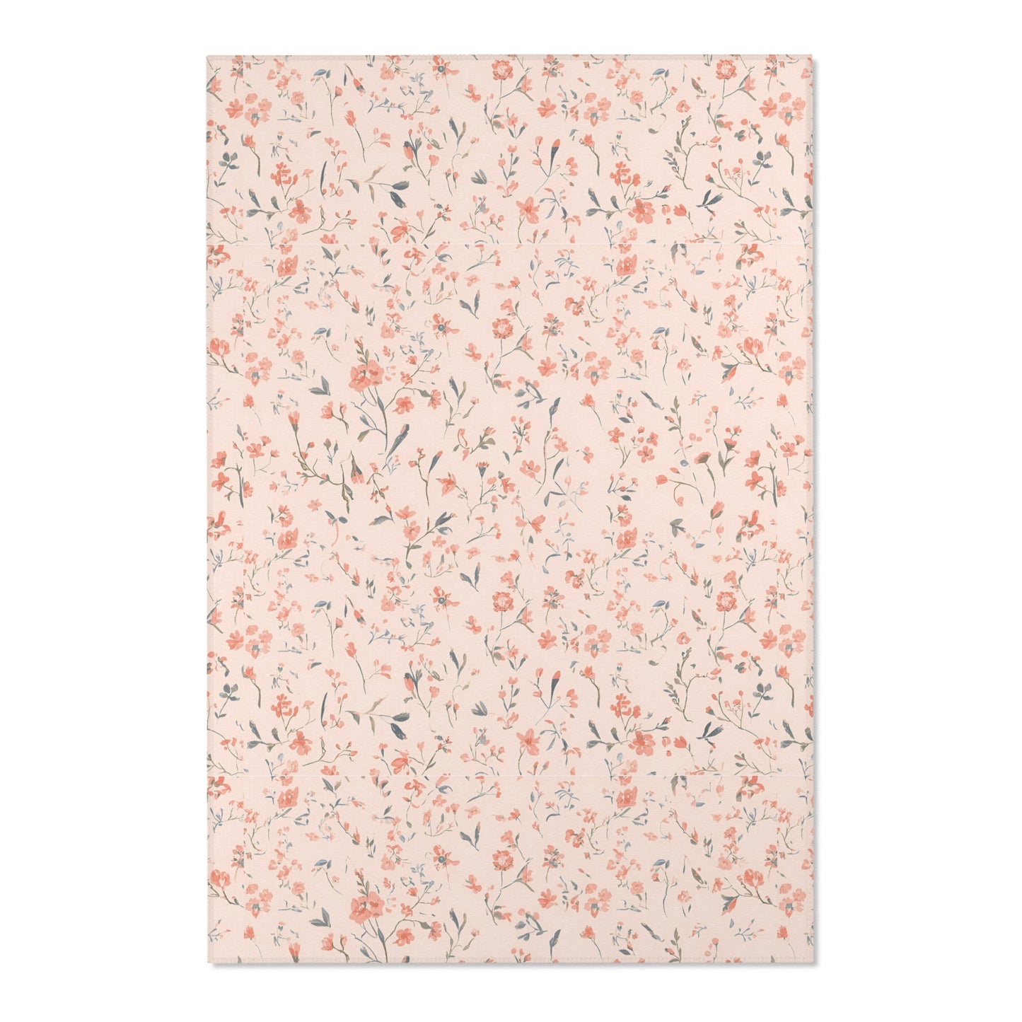 Close detail of the tiny flowers on the nursery area rug