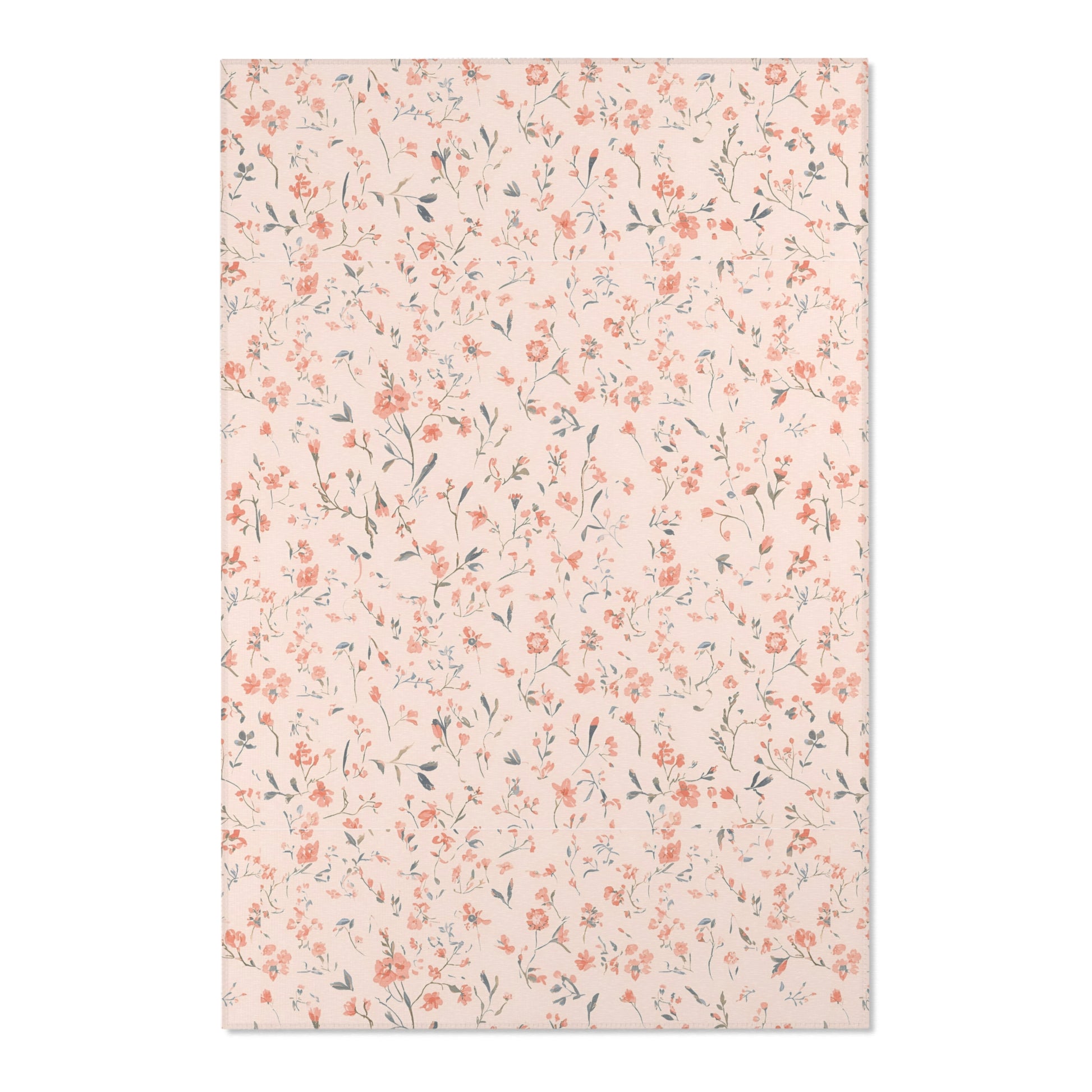 Close detail of the tiny flowers on the nursery area rug