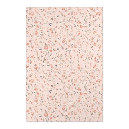 Close detail of the tiny flowers on the nursery area rug