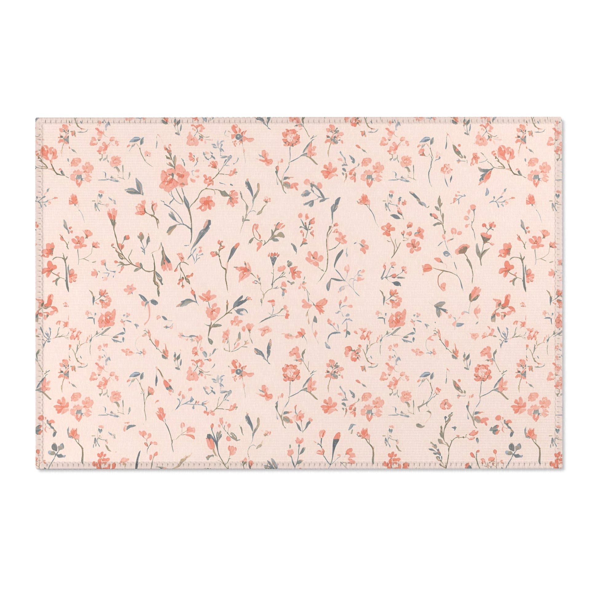 Ditsy Blooms area rug shown in landscape orientation