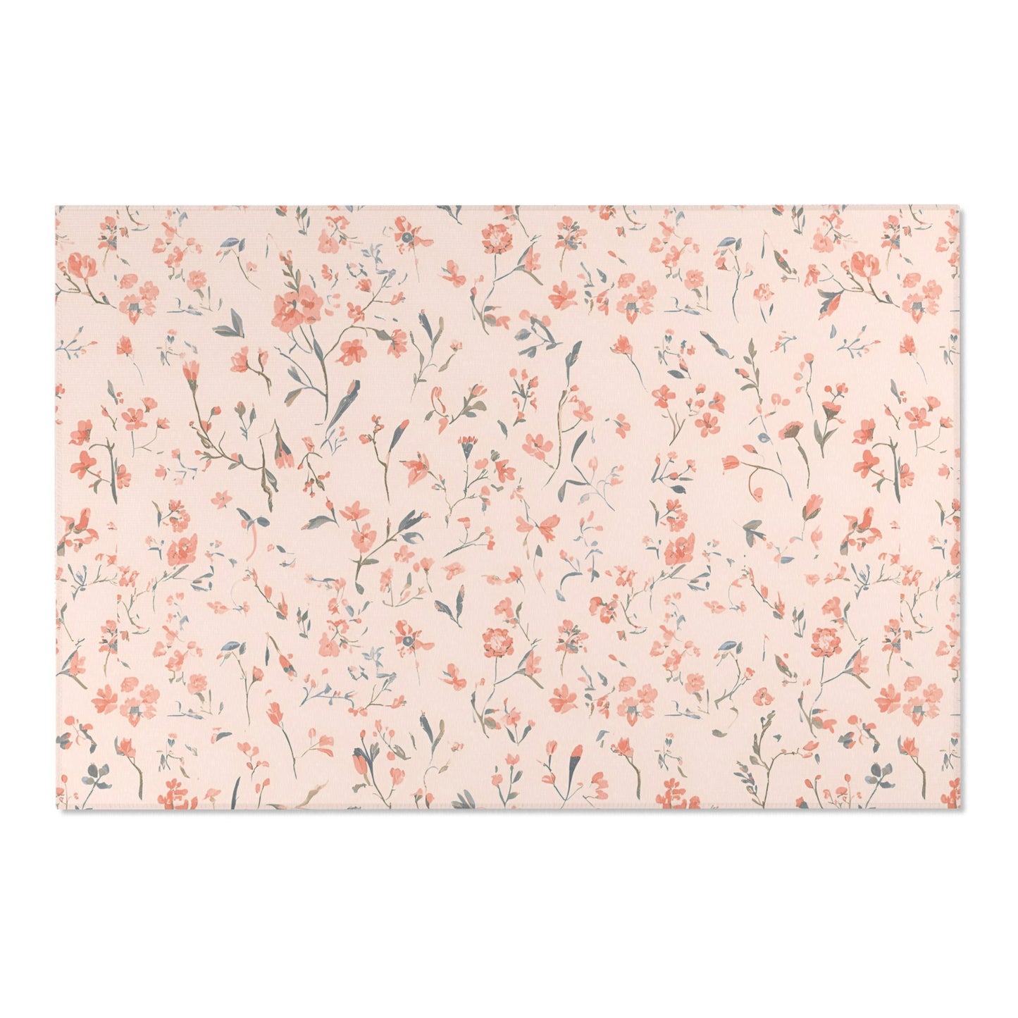 Low pile nursery rug with a dense small floral print