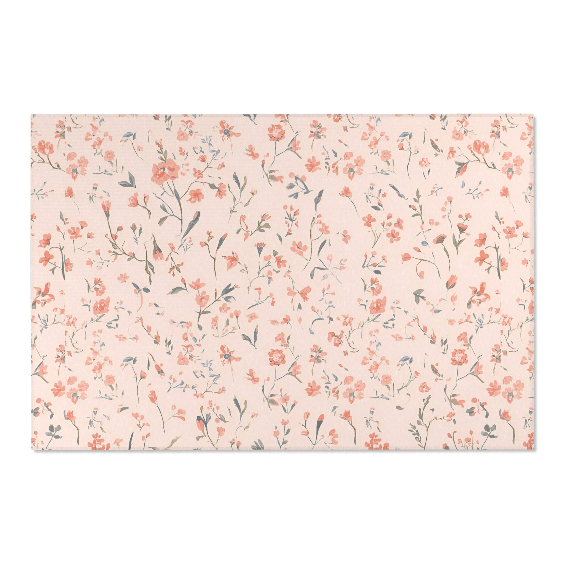 Low pile nursery rug with a dense small floral print