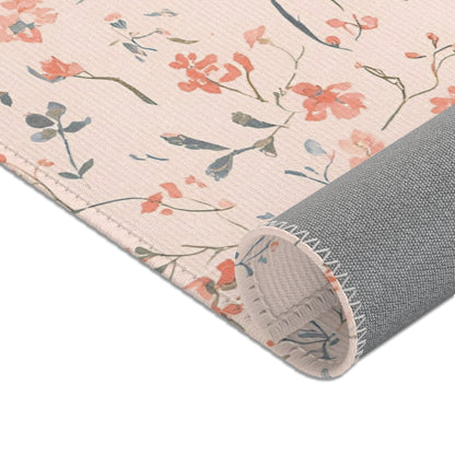 Corner detail of the Ditsy Blooms nursery area rug