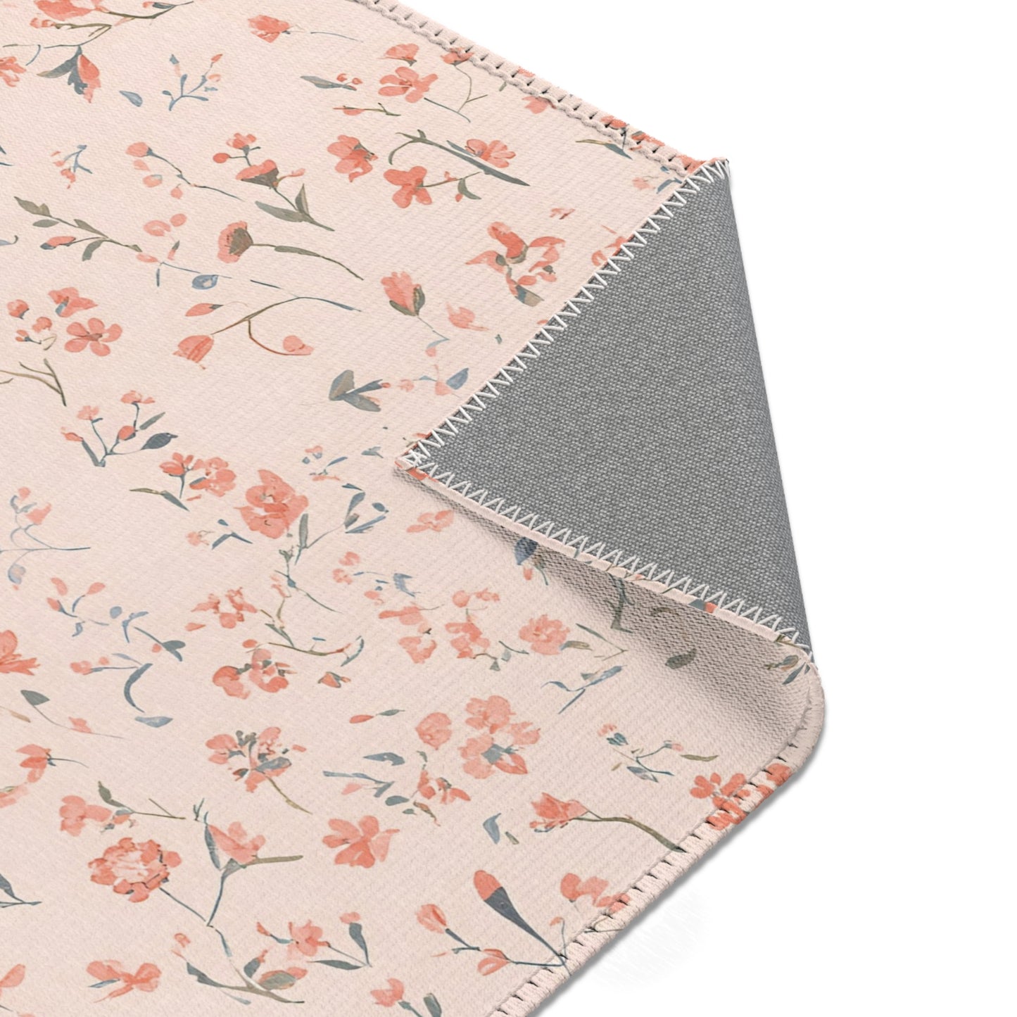 Ditsy Blooms nursery rug pattern shown flat