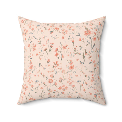 Faux suede pillow with tiny flowers and trailing stems