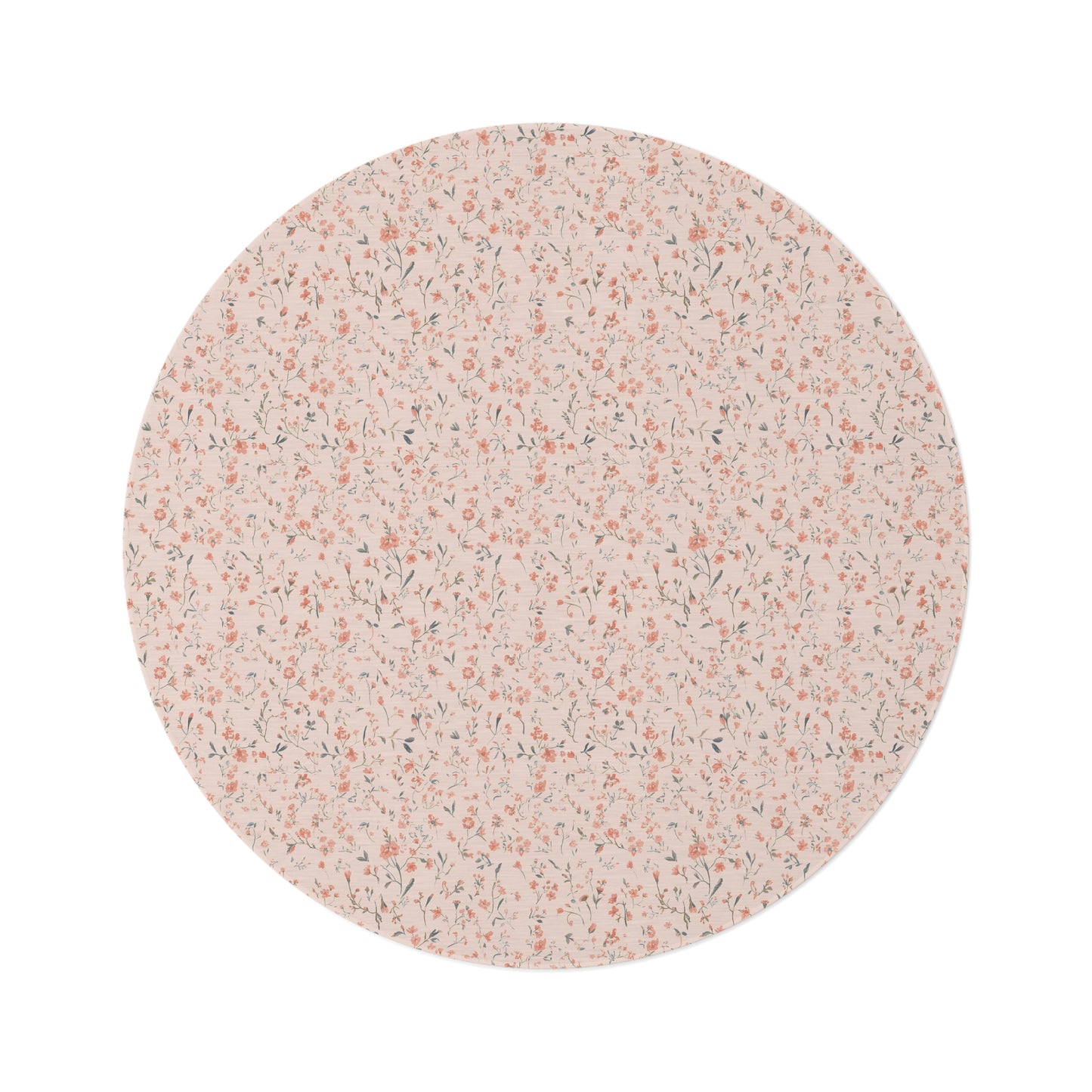 Ditsy Blooms round nursery rug on a baby room floor