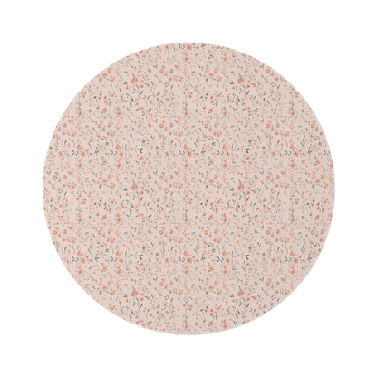 Ditsy Blooms round nursery rug on a baby room floor